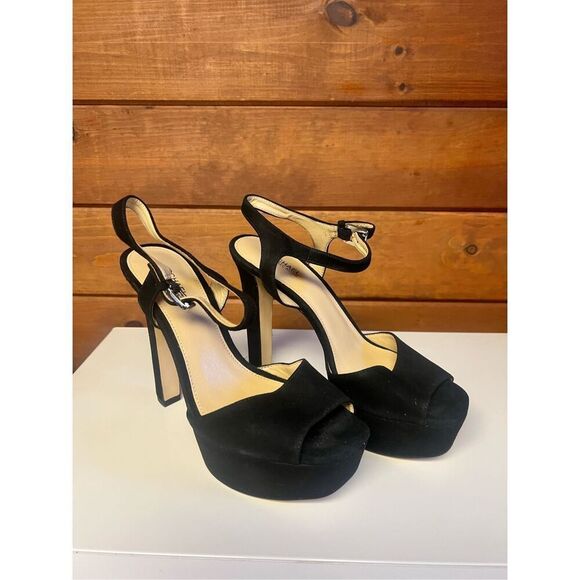 Michael Kors Black Suede * Ankle Straps * Heels Sz 8 NWOT ￼ - Picture 1 of 8